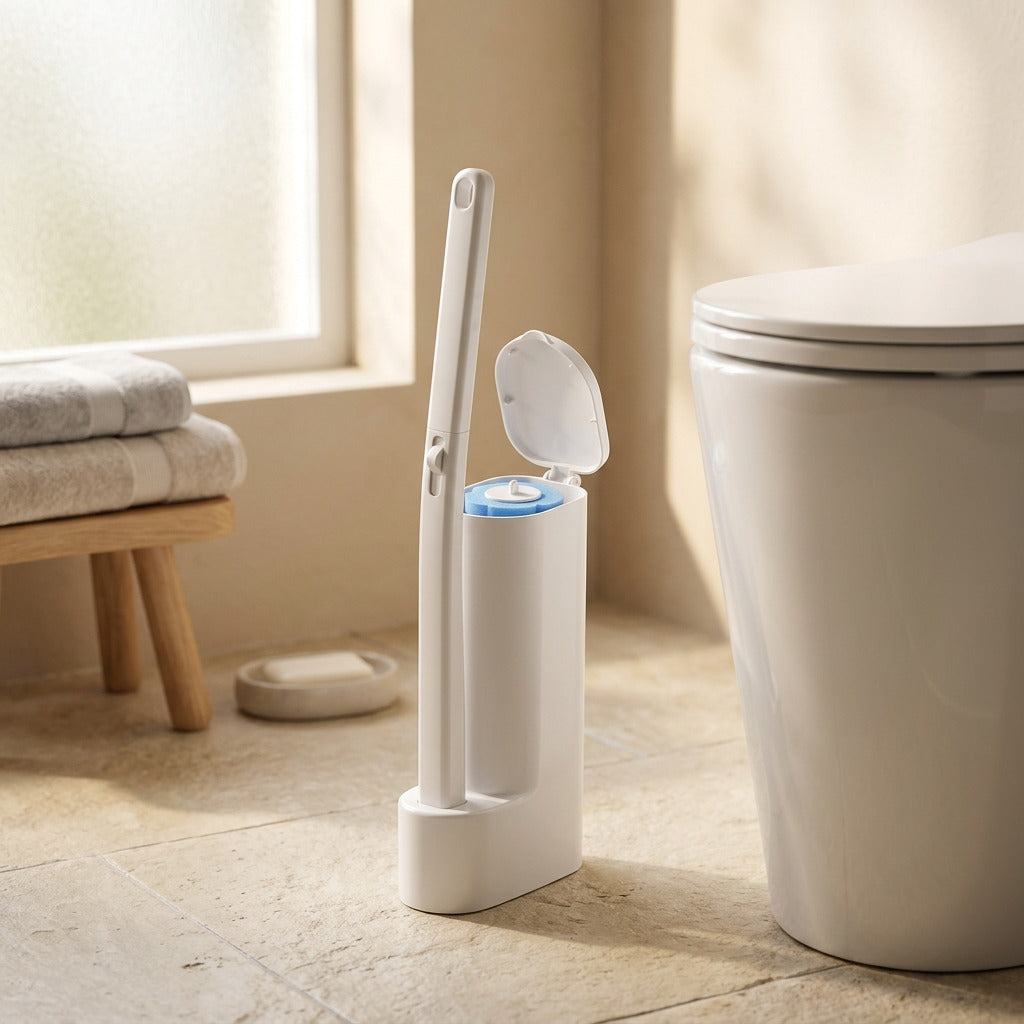 Cleanreach™ Plastic Long Handle Toilet Brush, styled close view