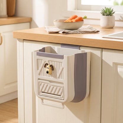 Binflip™ Wall-Mounted Foldable Trash Can in a calm home setting