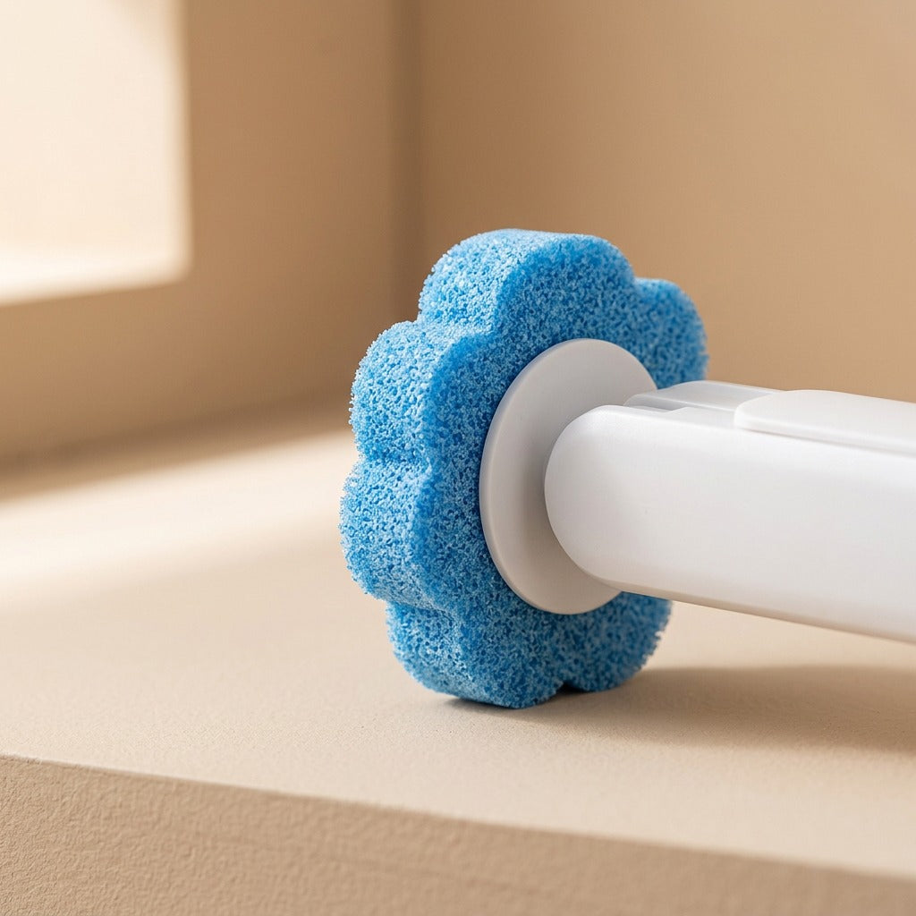 Bowlwipe™ Plastic Disposable Toilet Brush, material and detail close-up