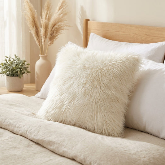 Fleecedrape™ Imitation Wool Pillow Cover in a calm home setting