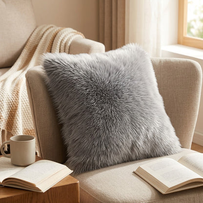 Fleecedrape™ Imitation Wool Pillow Cover, styled close view