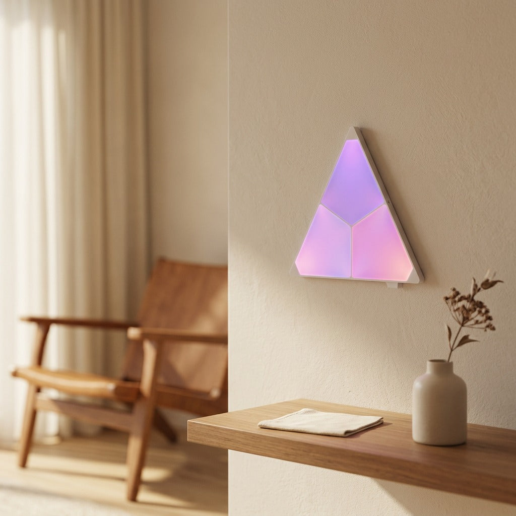 Rhythmglow™ Triangle LED Rhythm Night Light, styled close view