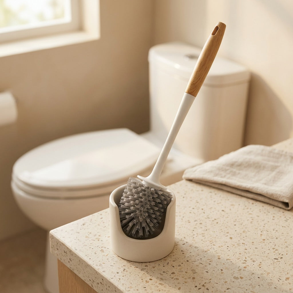 Silkbristle™ Silicone Toilet Brush With Long Handle, styled close view
