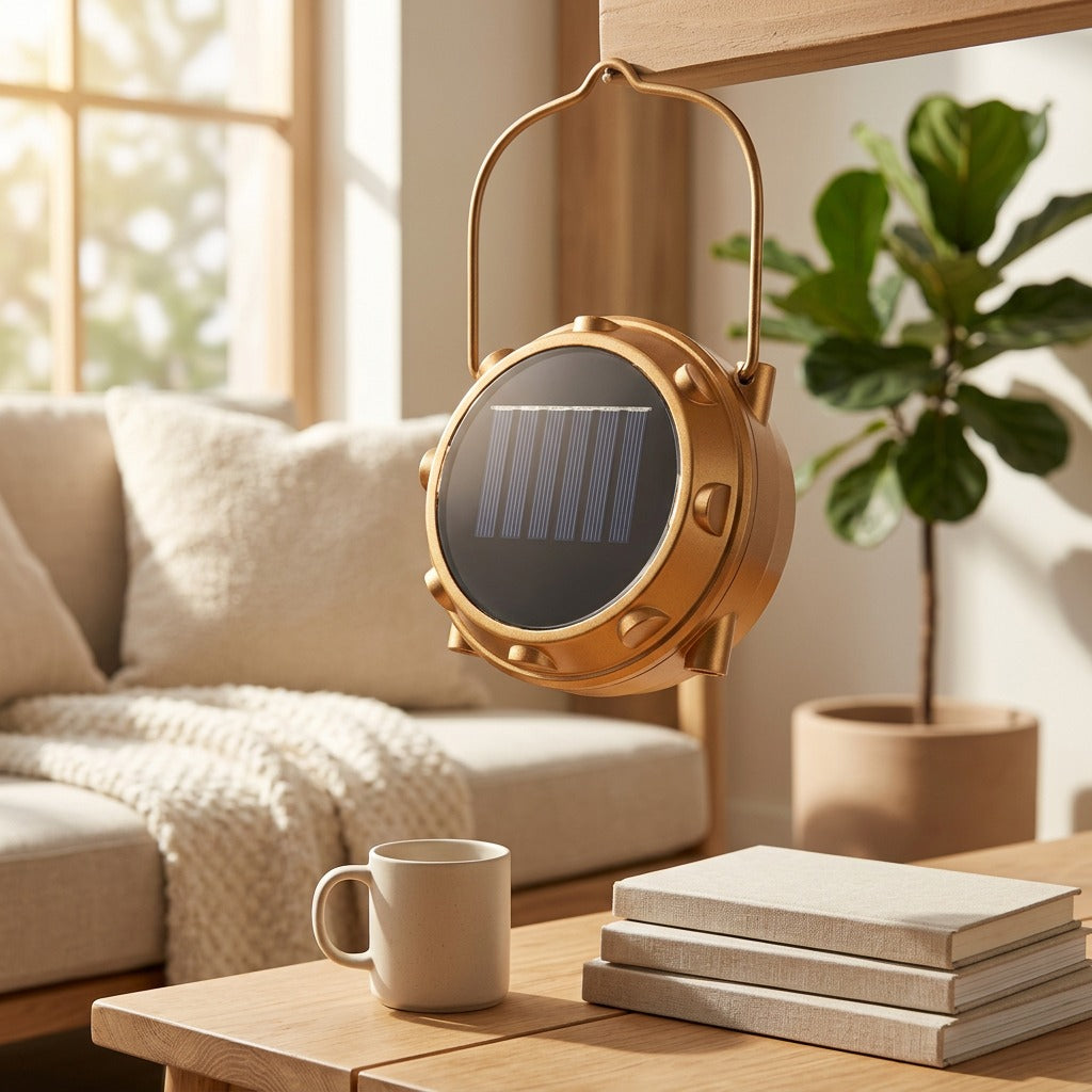 Solarlit™ Solar-Powered Hanging Lantern, styled close view