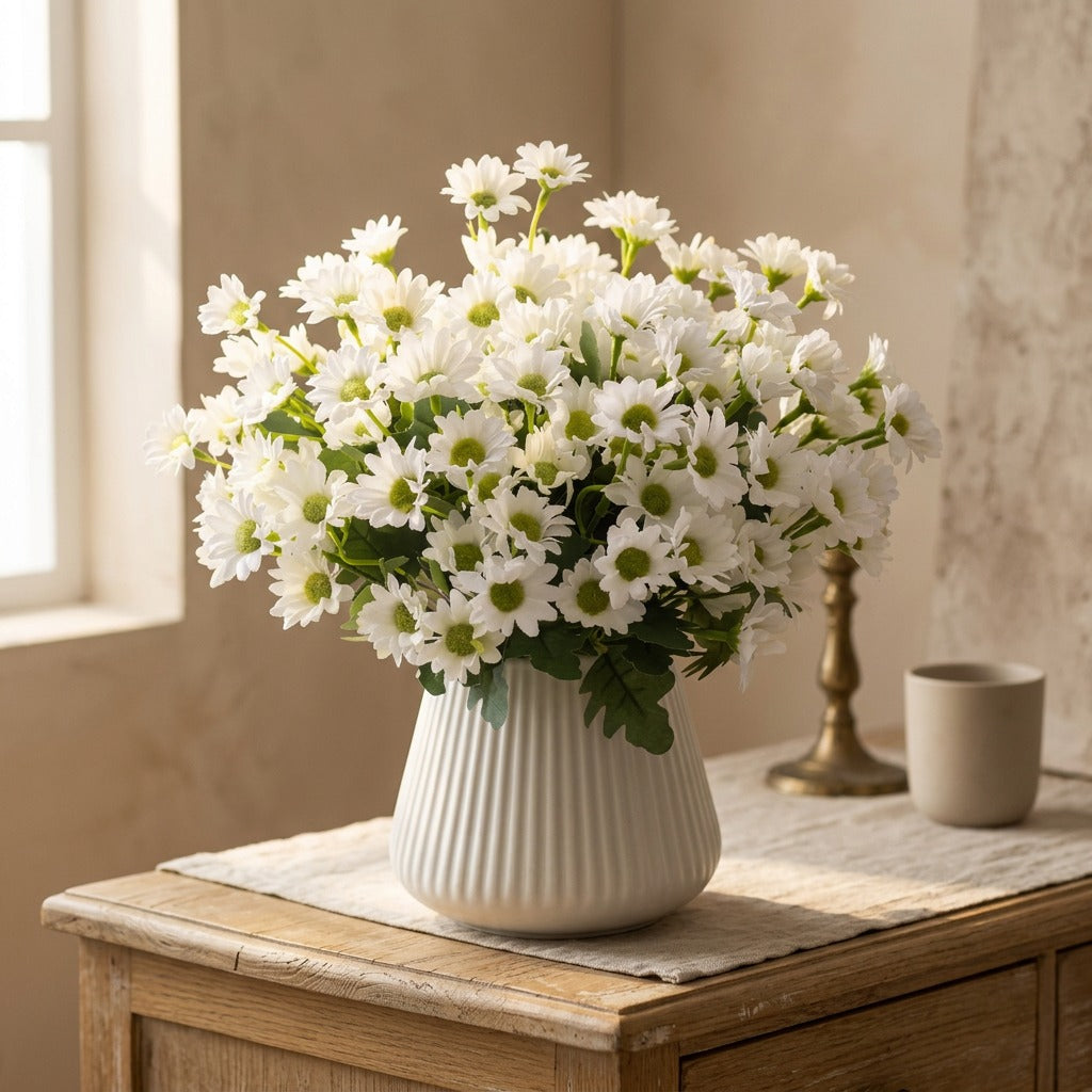 Daisyglen™ Silk Daisy Flower Arrangement, styled close view