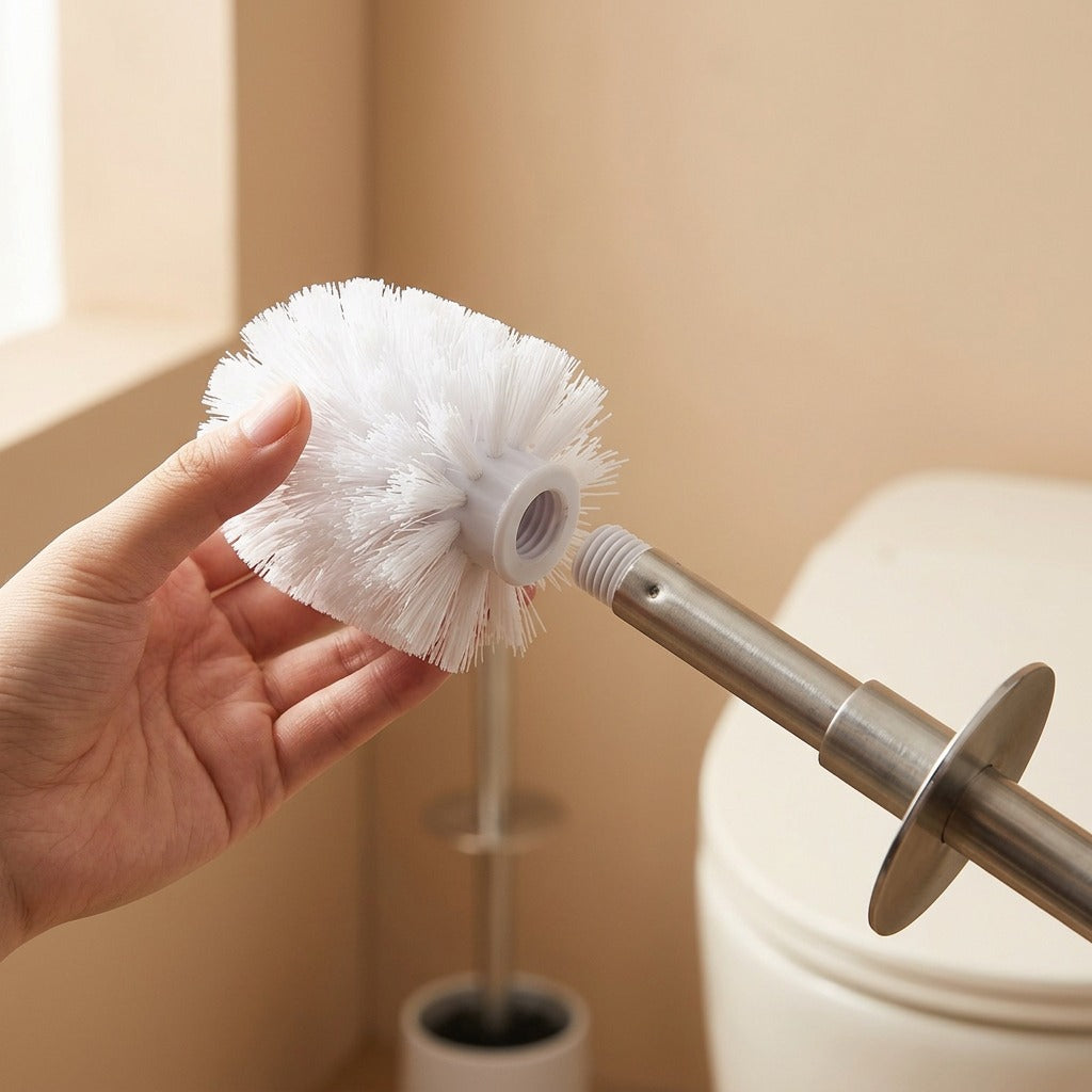 Steelreach™ Stainless Steel Long-Handle Toilet Brush, material and detail close-up