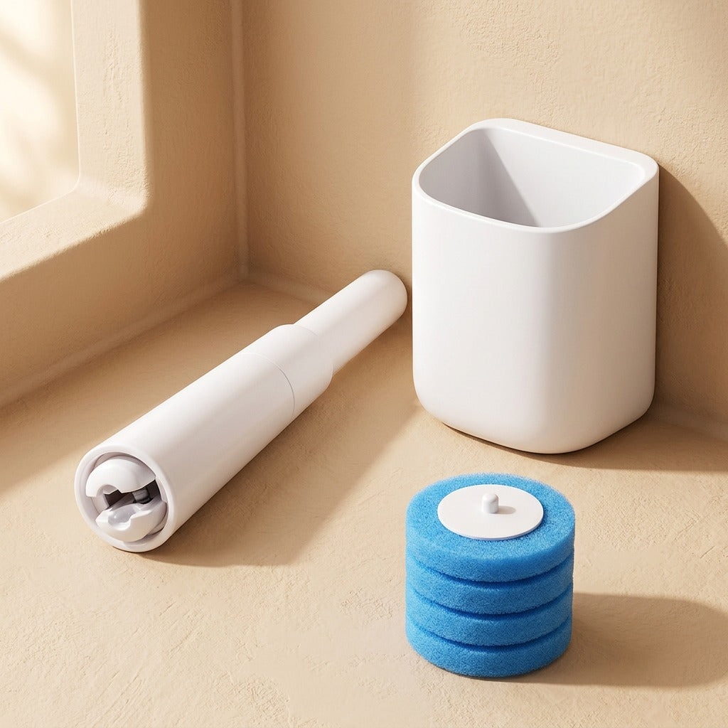 Mountfresh™ Wall-Mounted Toilet Brush With Replacement Heads, material and detail close-up