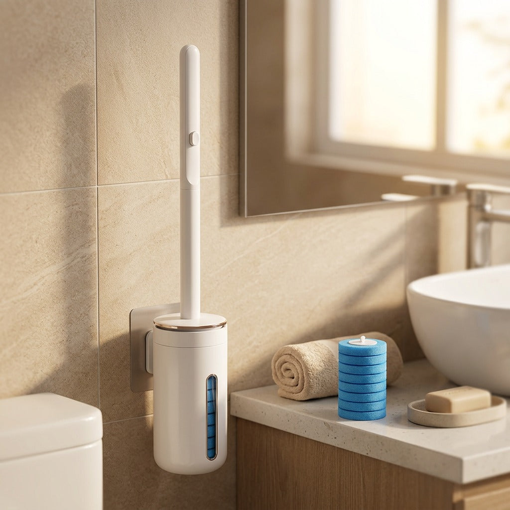 Mountfresh™ Wall-Mounted Toilet Brush With Replacement Heads, styled close view