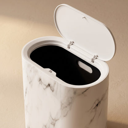 Slimpress™ Narrow Gap Press-Open Trash Can, material and detail close-up