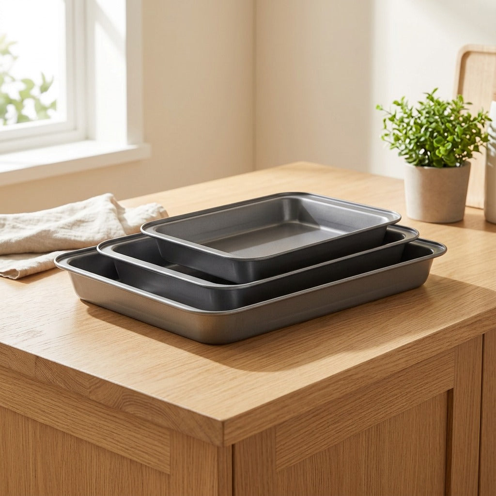 Steelcrisp™ Carbon Steel Baking Tray in a calm home setting