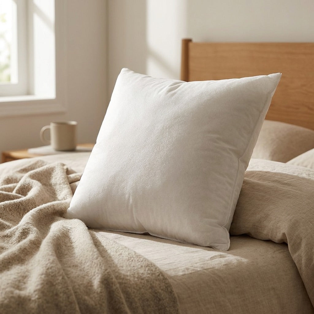 Cloudfill™ PP Cotton Square Pillow Core, styled close view