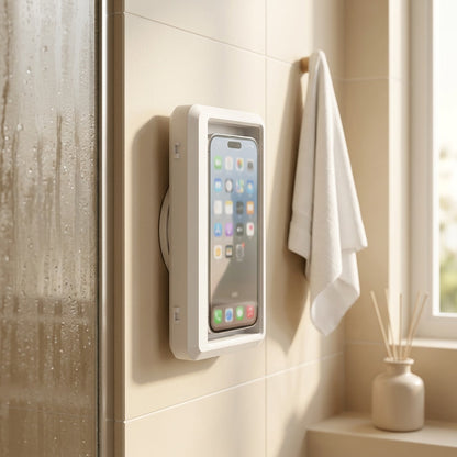 Phoneperch™ Adhesive Bathroom Phone Holder, styled close view