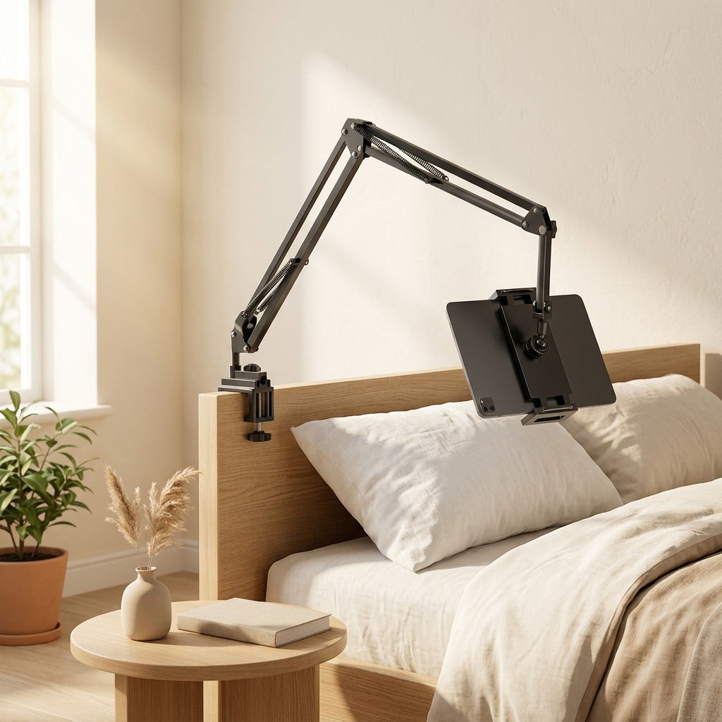 Deviceperch™ Metal Phone And Tablet Holder in a calm home setting
