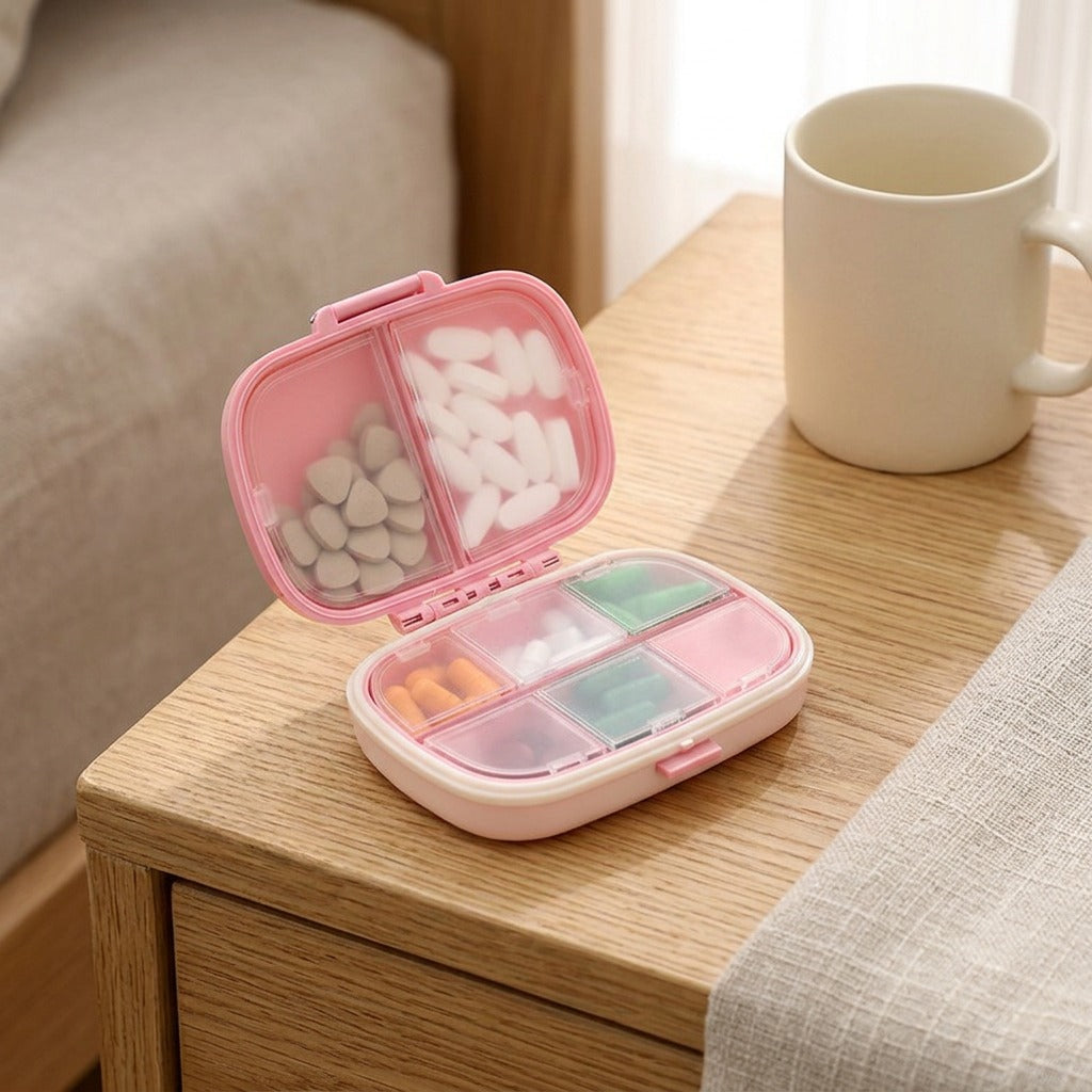 Dosecell™ 8-Compartment Plastic Pill Box, styled close view