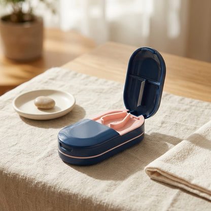 Pillmate™ Pill Box With Cutter And Storage, styled close view