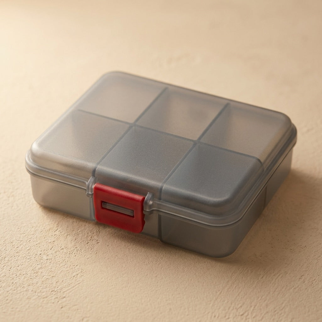 Pillkeeper™ Seven-Day Medicine Storage Box, material and detail close-up