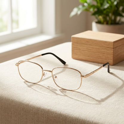 Clearframe™ Full Frame Glass Reading Glasses in a calm home setting