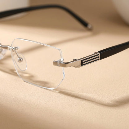 Lightline™ Rimless Anti-Blue Light Reading Glasses, material and detail close-up