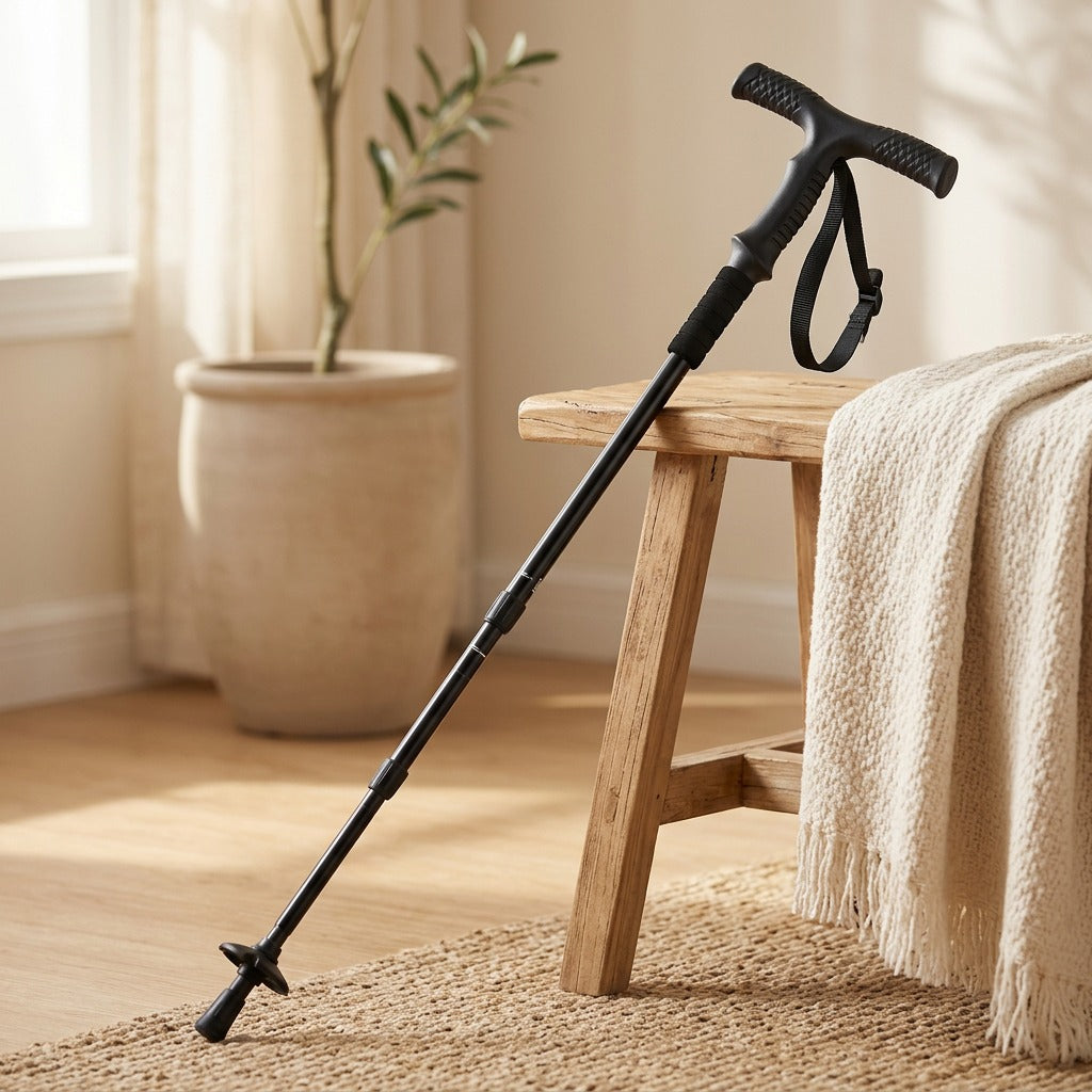 Trailstride™ Aluminum Alloy Three-Section Trekking Pole, styled close view