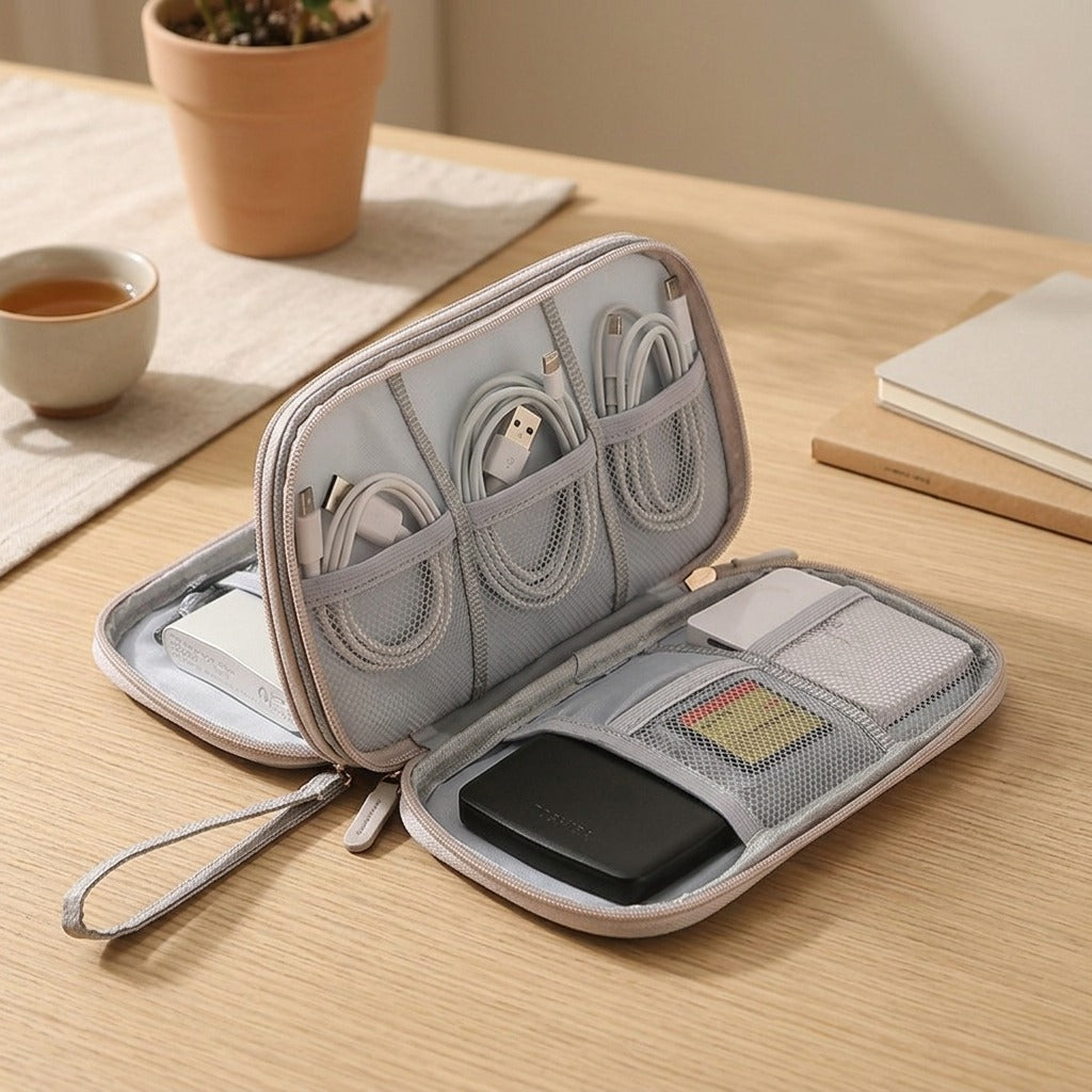 Cordpouch™ Polyester Cable Storage Bag, styled close view