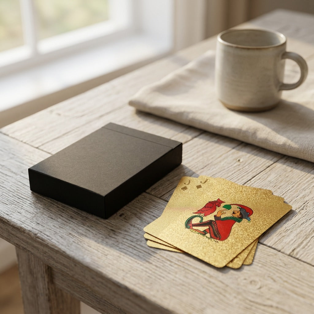 Gilddeck™ Paper Gold Foil Playing Cards, styled close view