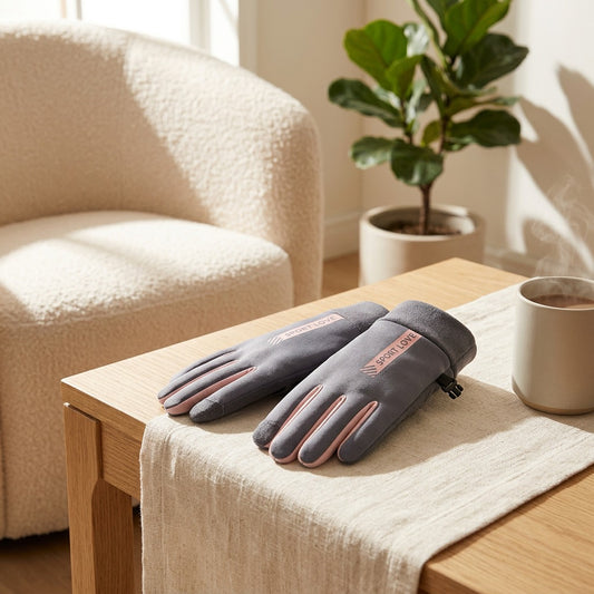 Tapwarm™ Touch Screen Warm Winter Gloves in a calm home setting