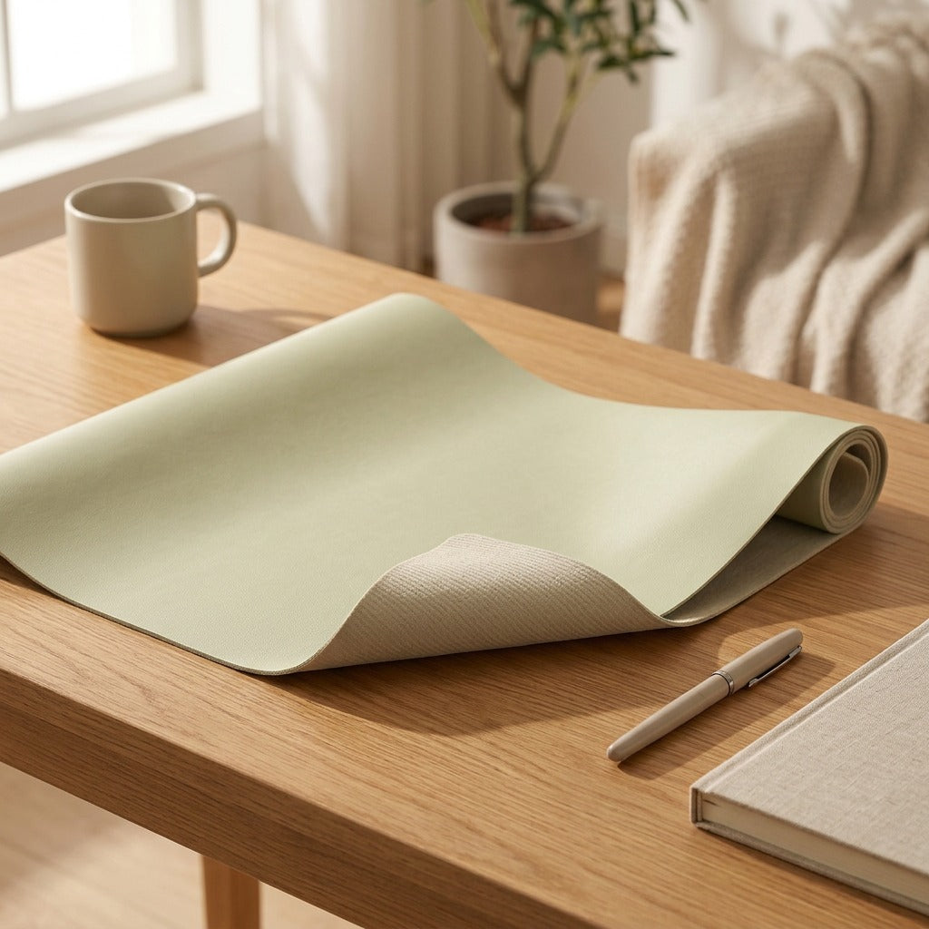 Softgrain™ PU Leather Desk Mat, styled close view