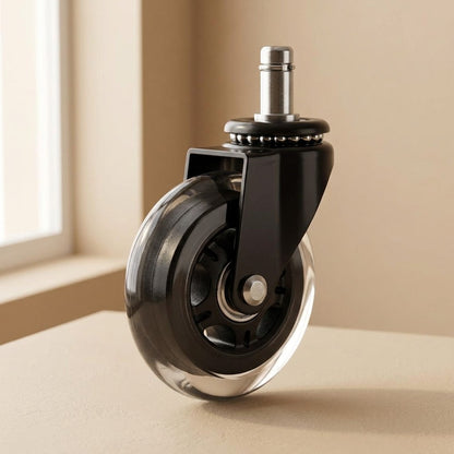 Clearglide™ Transparent Office Chair Caster Wheel, material and detail close-up