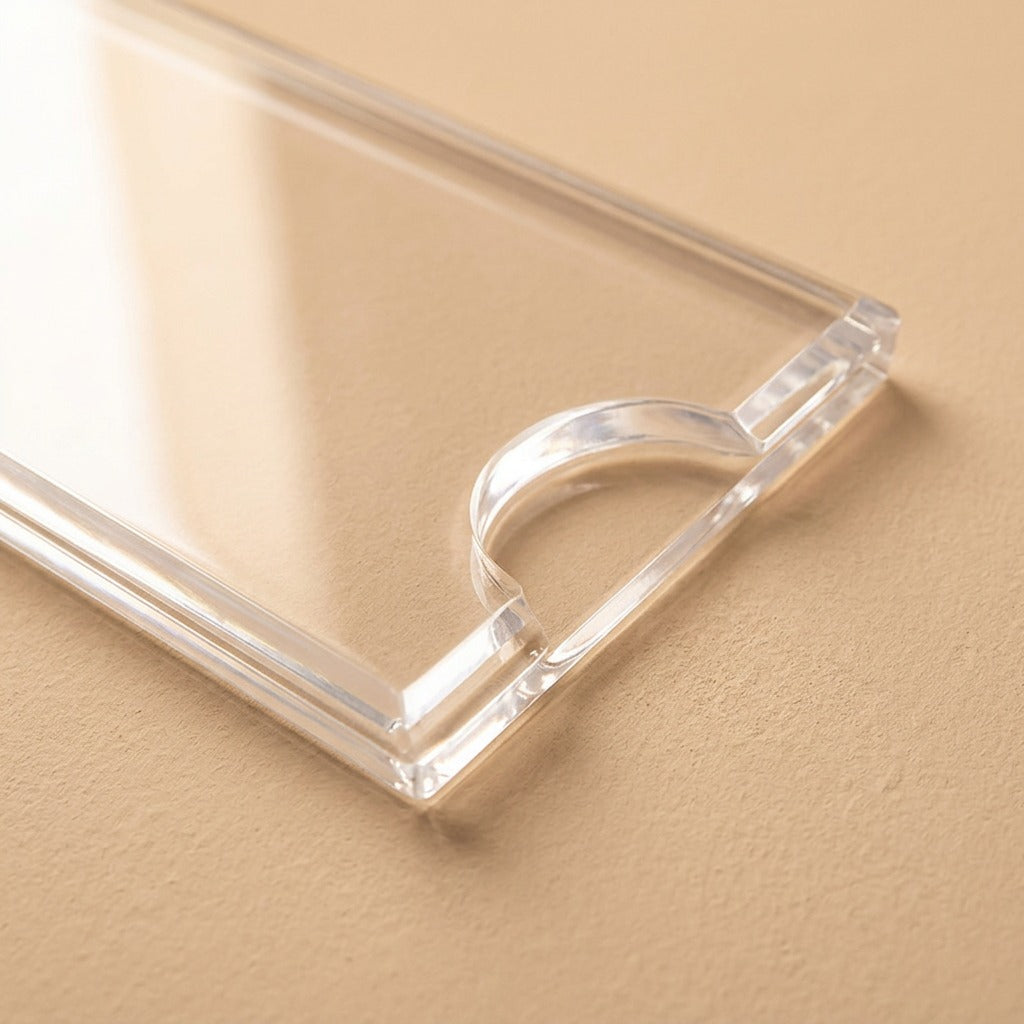 Signrest™ Transparent Acrylic Sign Holder, material and detail close-up