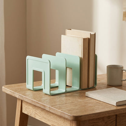 Bookcolumn™ Four-Column Plastic Book Stand, styled close view