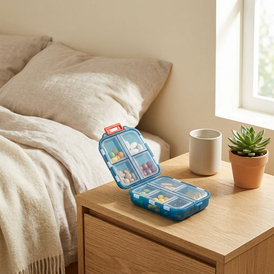 Dosekeeper™ Polypropylene Pill Box in a calm home setting