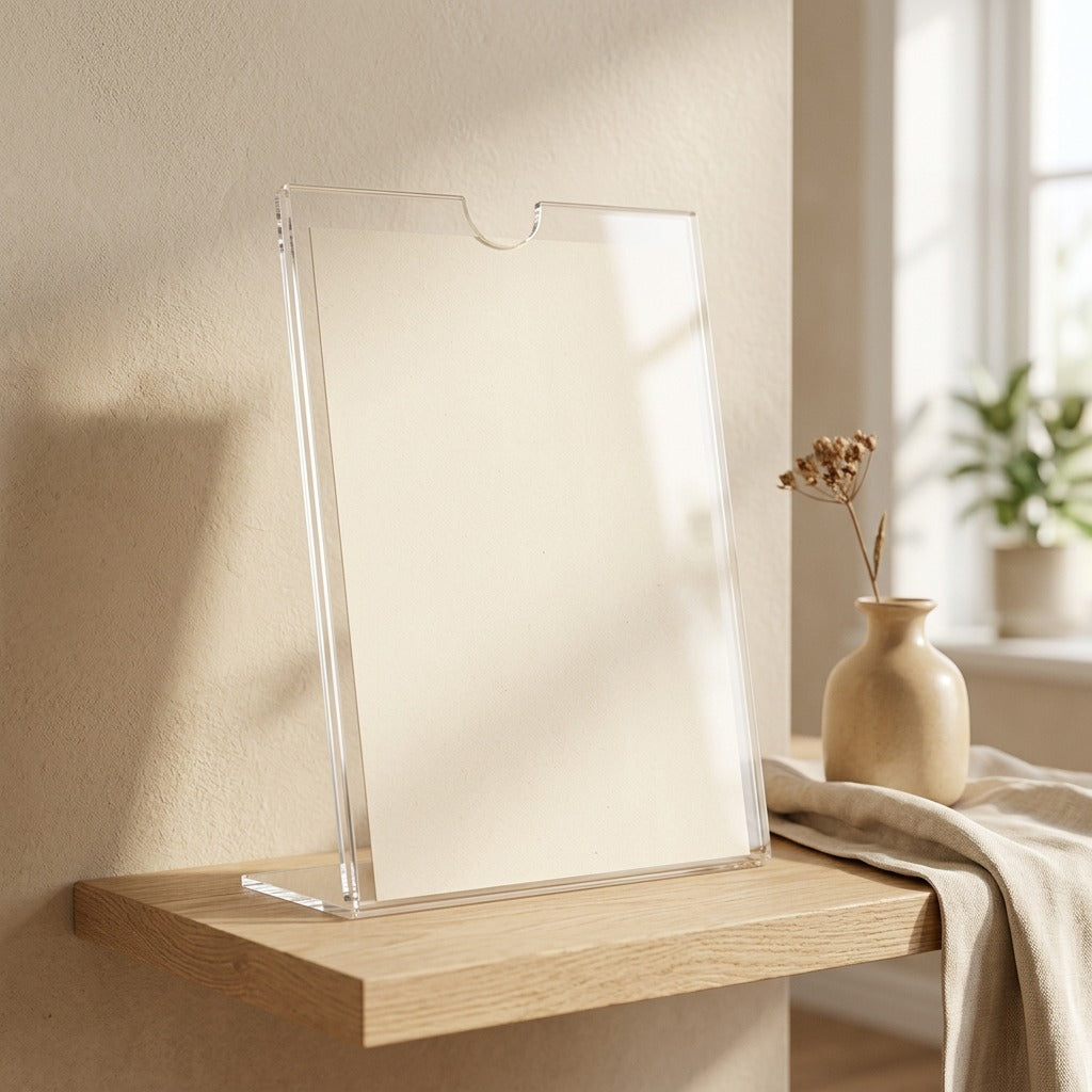 Slotshow™ Acrylic A3 A4 Display Slot in a calm home setting