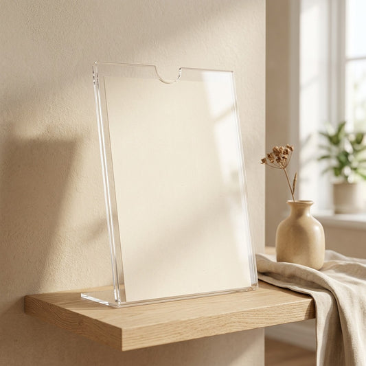 Slotshow™ Acrylic A3 A4 Display Slot in a calm home setting