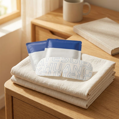 Lullveil™ Non-Woven Steam Eye Mask for Rest, styled close view
