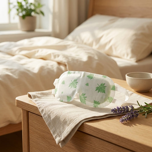 Vaporlull™ Steam Eye Mask in a calm home setting