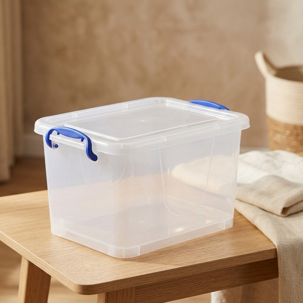 Cleartote™ Translucent Plastic Storage Box, styled close view