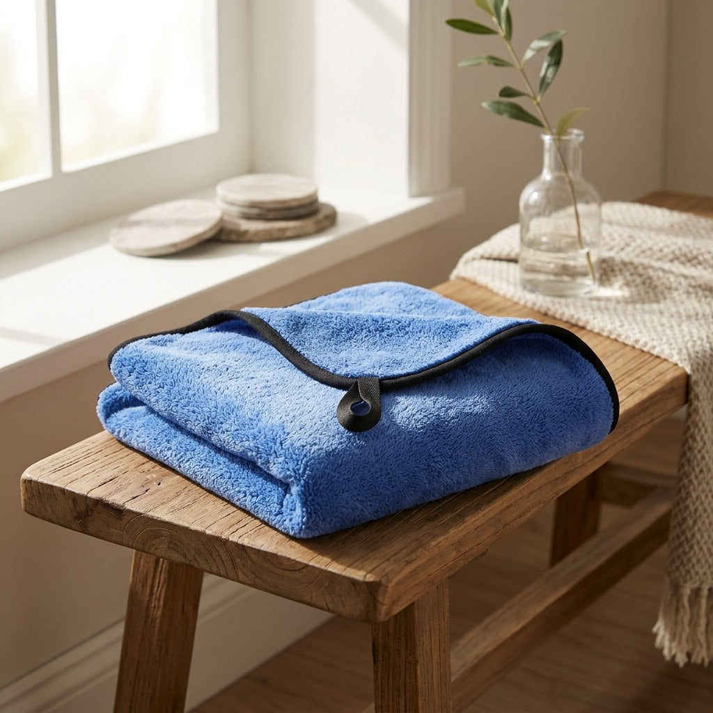 Coralwash™ Coral Fleece Car Wash Towel, styled close view