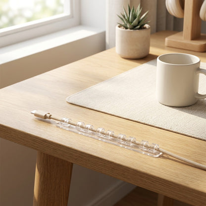 Cordvale™ Self-Adhesive Cable Organizer Holder in a calm home setting