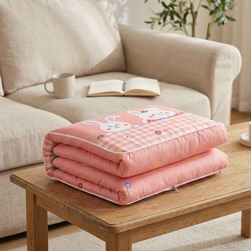 Cozydrift™ Foldable Air Conditioning Quilt Pillow, styled close view