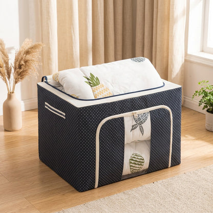 Foldbay™ Foldable Oxford Cloth Quilt Storage Box in a calm home setting