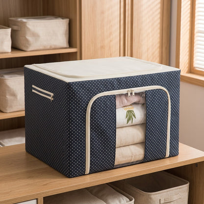 Foldbay™ Foldable Oxford Cloth Quilt Storage Box, styled close view