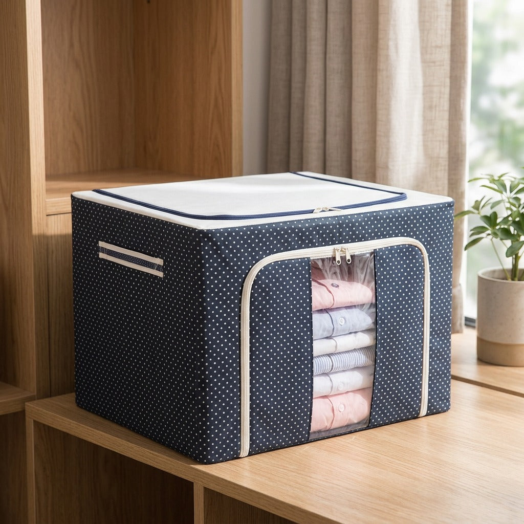 Framestow™ Foldable Clothes Storage Box in Oxford Cloth, styled close view