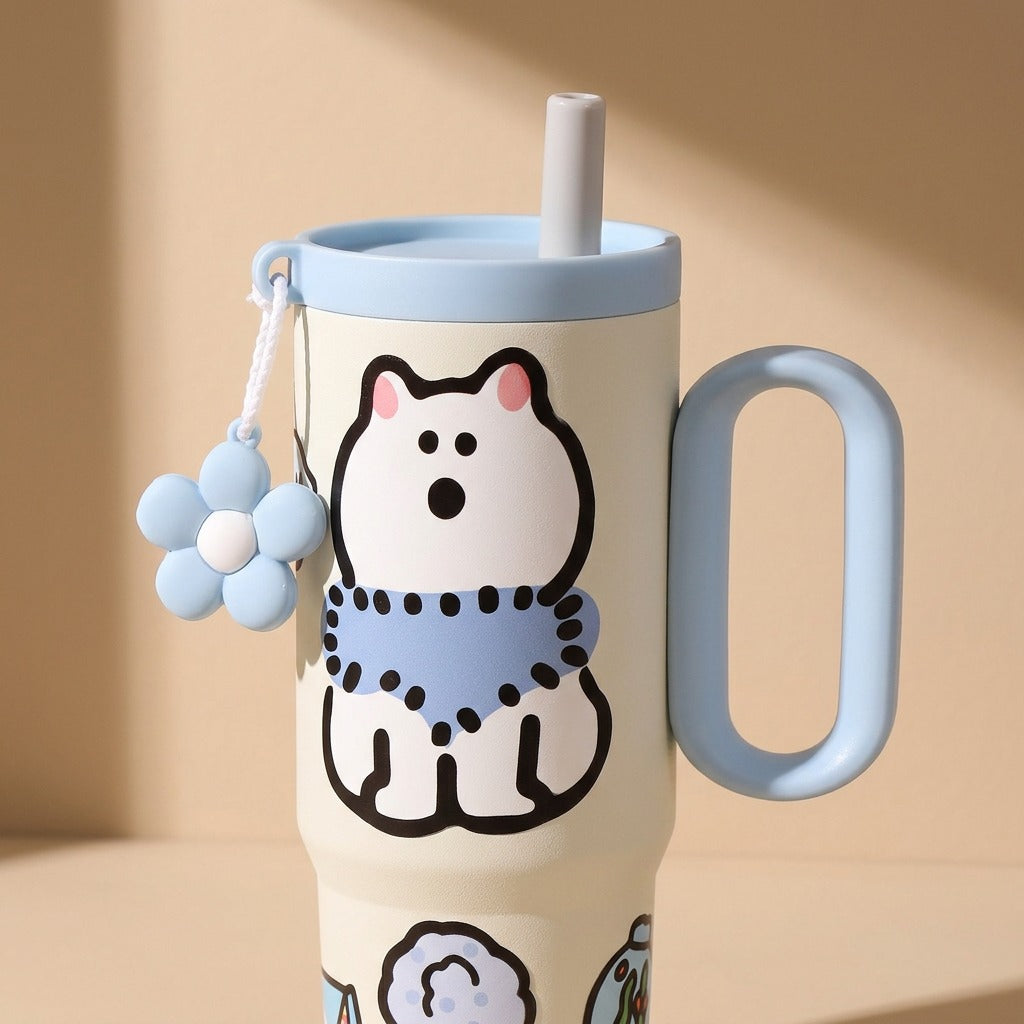 Glazekeep™ Ceramic-Lined Stainless Thermos Cup, material and detail close-up