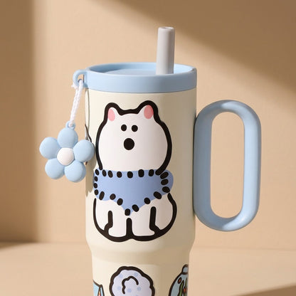 Glazekeep™ Ceramic-Lined Stainless Thermos Cup, material and detail close-up