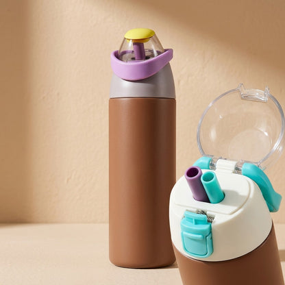 Gulpgrip™ Stainless Steel Water Bottle with Straw, material and detail close-up
