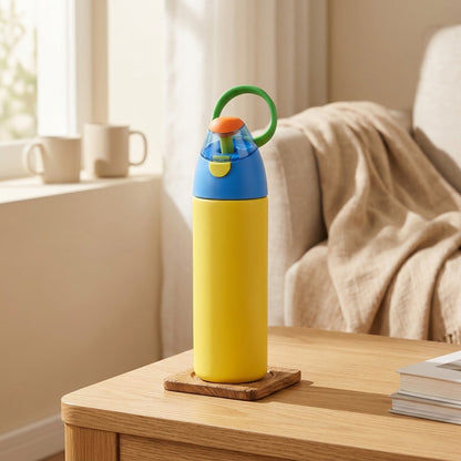 Gulpgrip™ Stainless Steel Water Bottle with Straw, styled close view