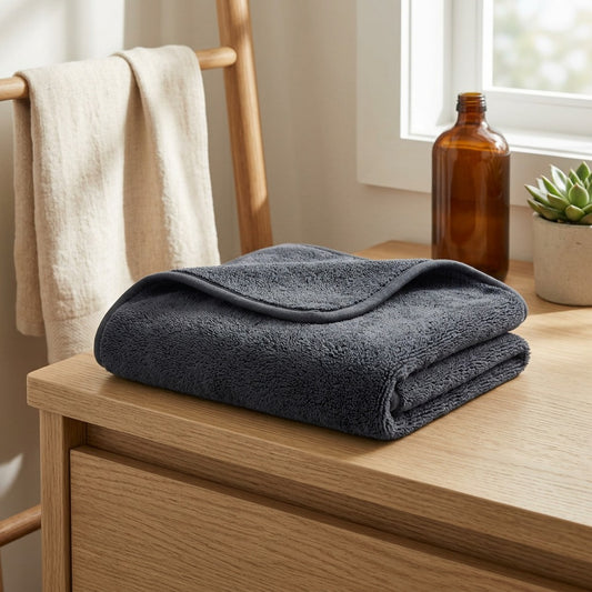 Shinewipe™ Microfiber Car Wash Towel in a calm home setting
