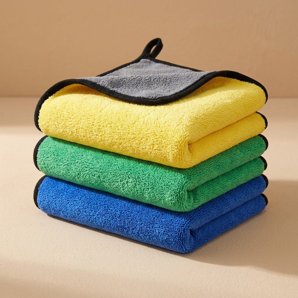 Soakweave™ Double-Sided Coral Fleece Car Wash Towel, material and detail close-up