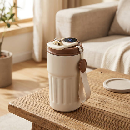 Thermkeep™ 316 Stainless Steel Temperature Display Coffee Cup, styled close view