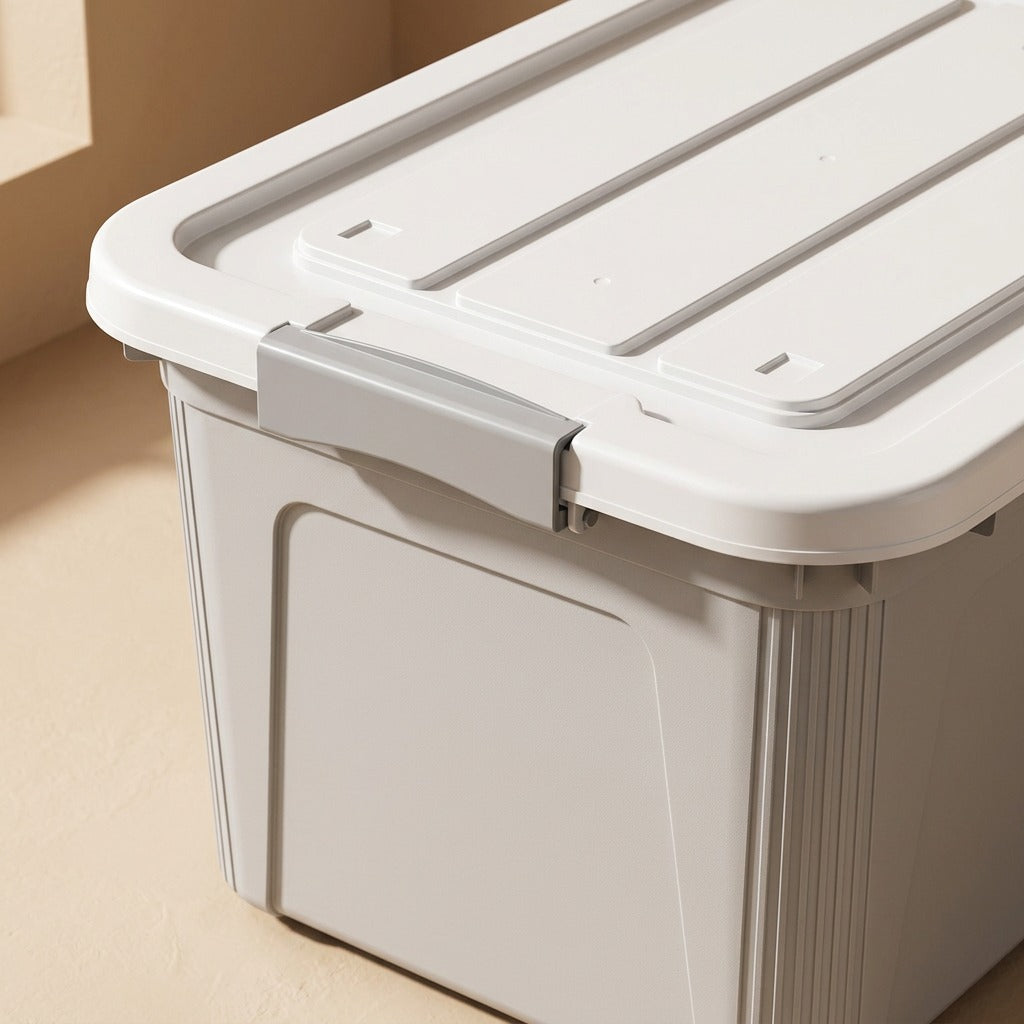 Wheelstow™ Large Plastic Storage Box with Pulleys, material and detail close-up